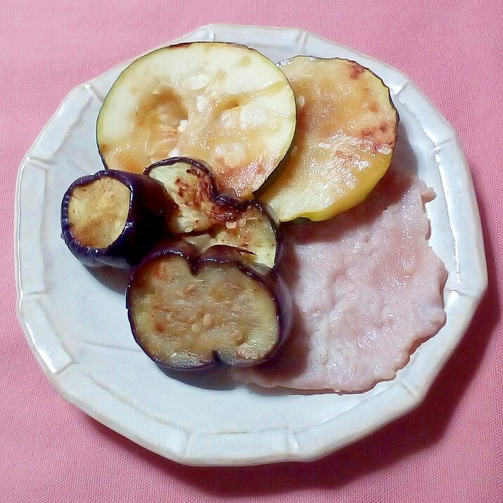 豚肉の塩麹焼きとズッキーニと茄子ソテー